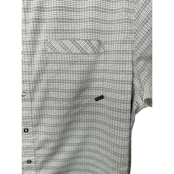 Mens 5.11 Tactical Snap Front Gray Plaid Shirt 2XL Short Sleeve Polyester Work - Picture 3 of 7